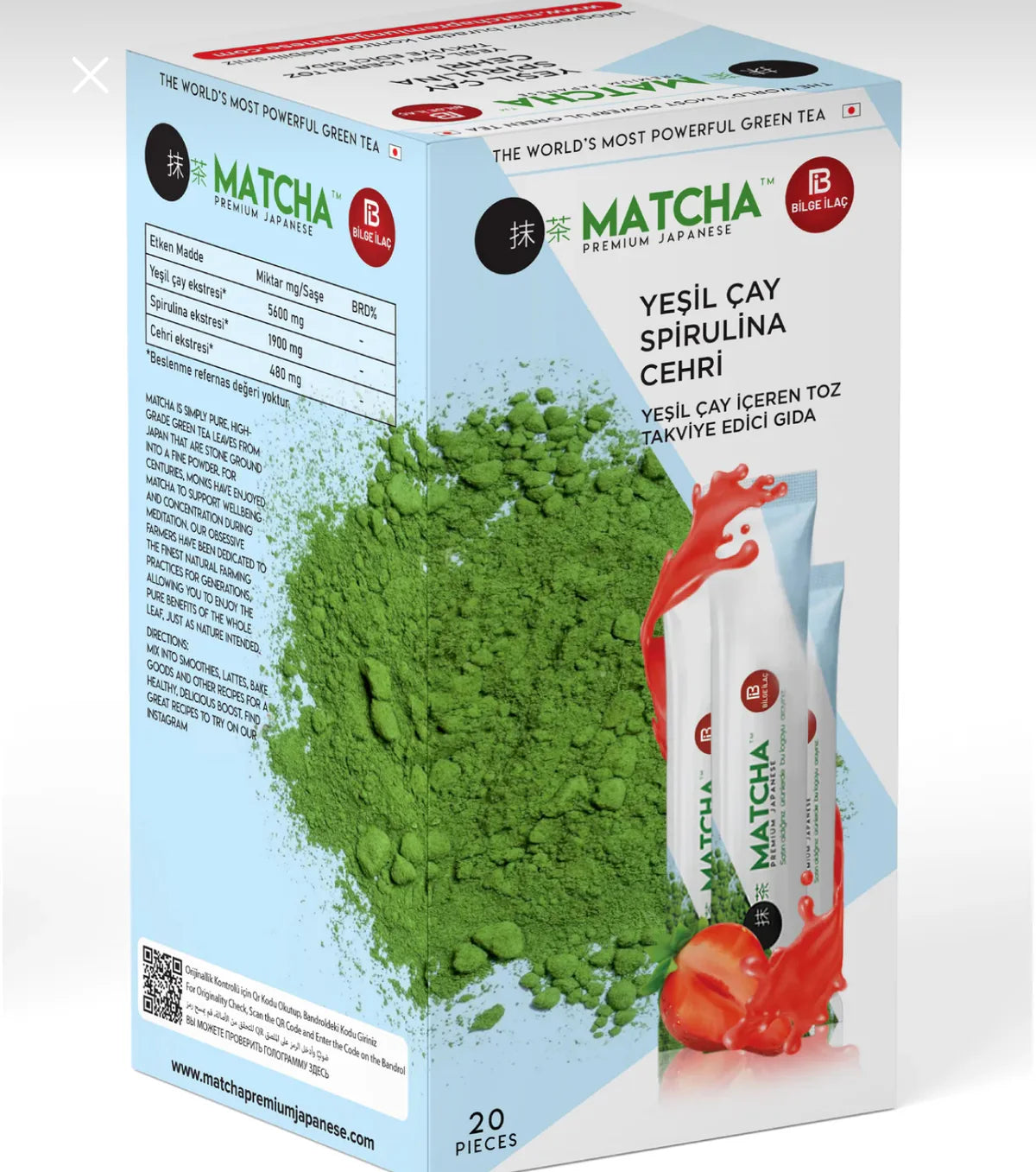 Lot de Thé détox Matcha Premium à la fraise