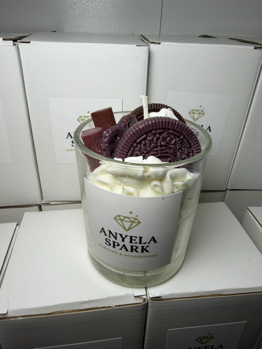 Bougie Gourmande Oreo & Crème – Fait main | Parfum sucré